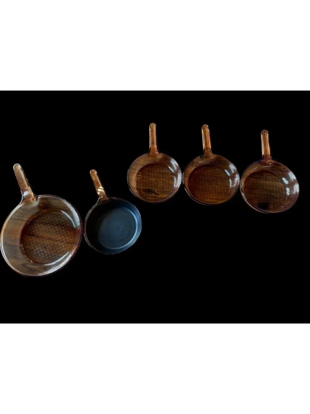 Vintage 12 Pc Corning Ware Vision Pyrex Set Saucepans & Skillets Amber New